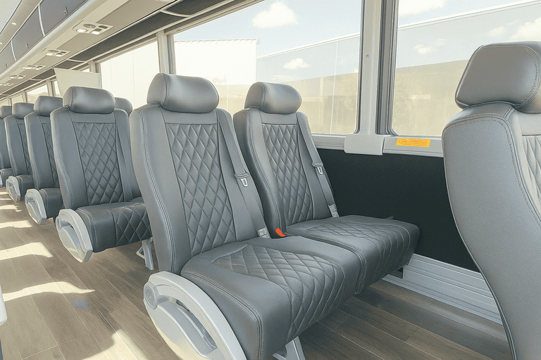interior of Bellingham Minibus Company charter bus