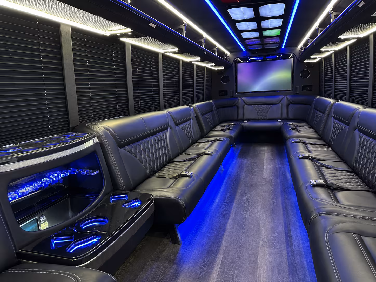 bellingham 20 passenger party bus inside