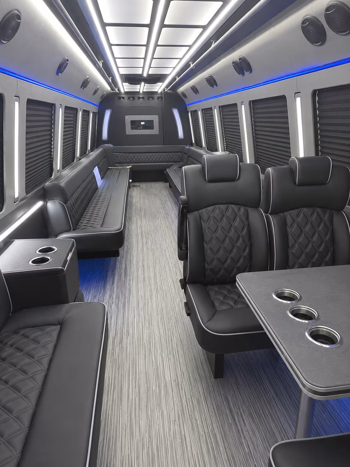 bellingham 25 passenger party bus inside