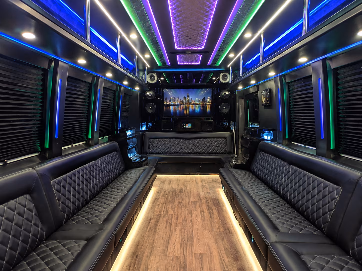 bellingham 25 passenger party bus interior